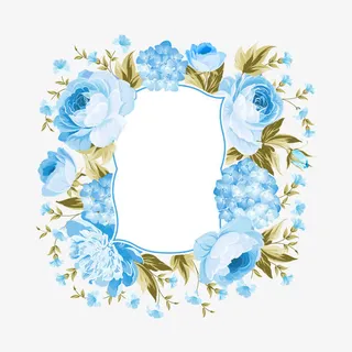 蓝色花环矢量素材免抠