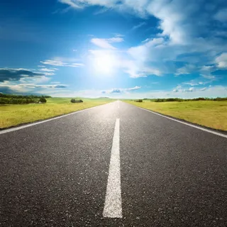 蓝天白云野外公路风景免抠背景摄影风景元素