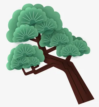 中国风手绘树叶树枝免抠