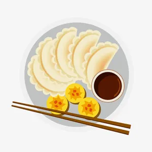 矢量香醋白碟饺子免抠