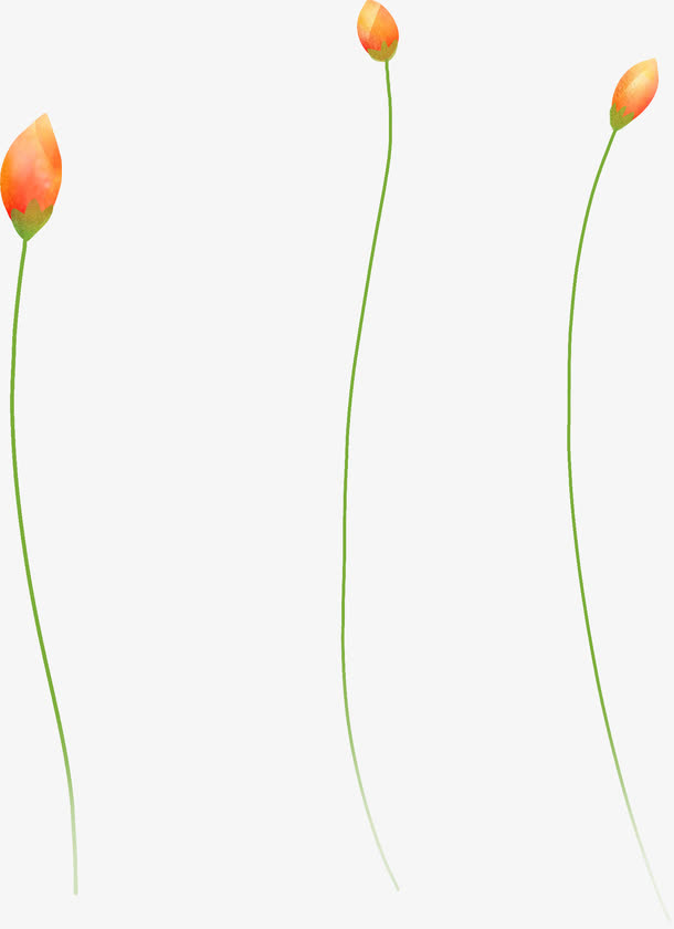 黄色花骨朵手绘人物免抠