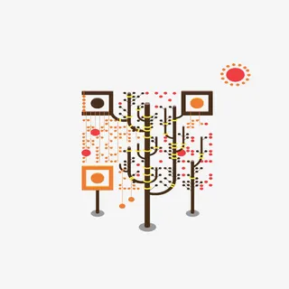 创意树枝二维码免抠