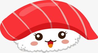 美味的卡通三文鱼寿司图免抠