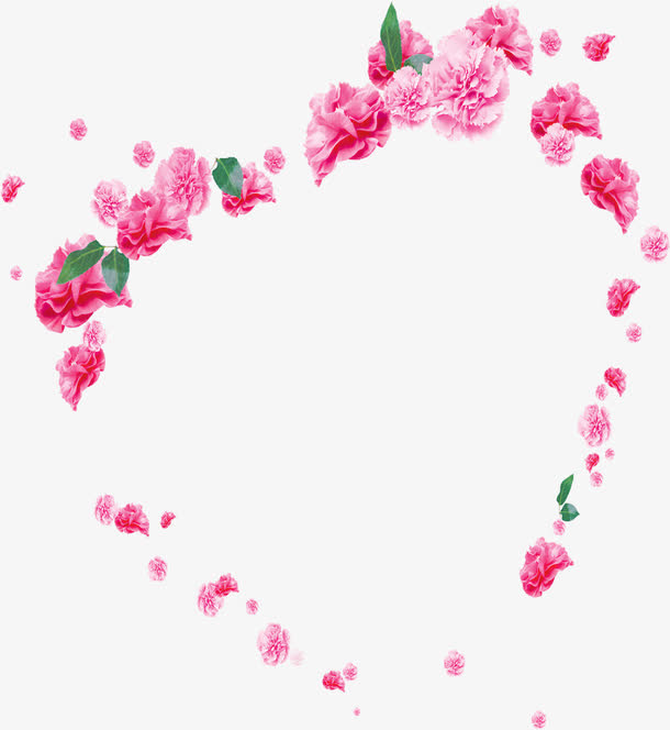 粉色康乃馨花朵爱心免抠