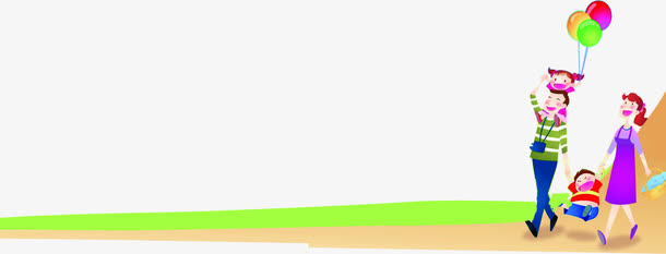 卡通手绘气球一家人免抠