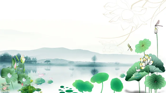 山水荷花背景高清