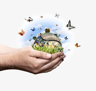 创意手捧绿色大地免抠