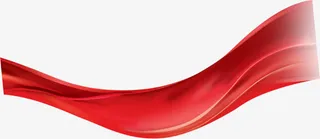 红色渐变随风飘扬的彩带免抠