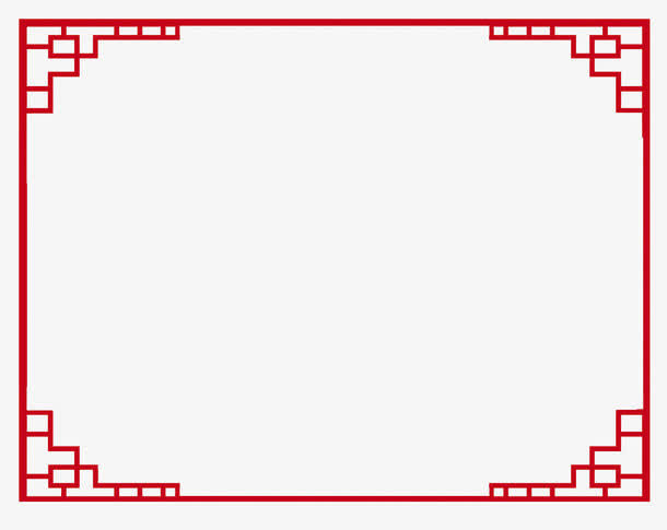 红色中国风线框免抠