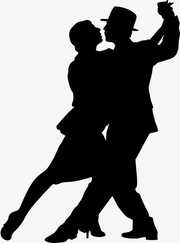 交谊舞黑色剪影免抠