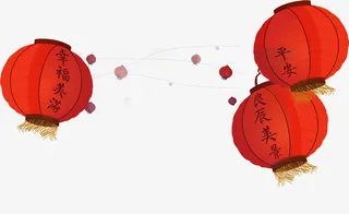 元宵节手绘红色红灯笼装饰免抠