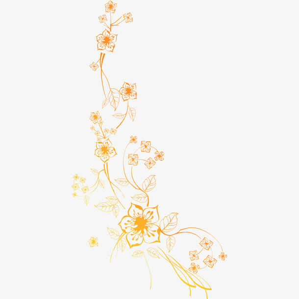 飘逸黄色树枝免抠