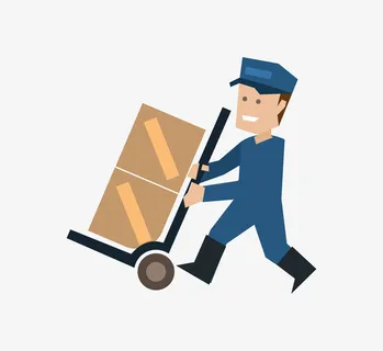 手绘推箱子的人png免抠