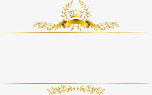 金色简约花圈标志边框纹理免抠