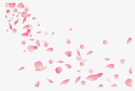 飞舞的粉花瓣免抠