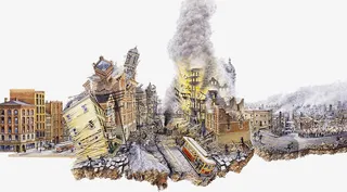 地震建筑物损坏免抠