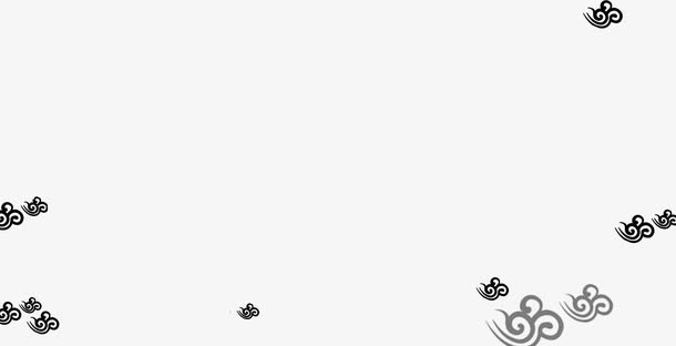 手绘黑色复古中国风云彩免抠