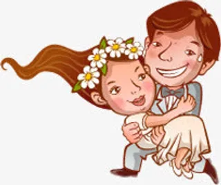 结婚卡通夫妻七夕免抠