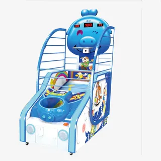 蓝色儿童篮球机免抠