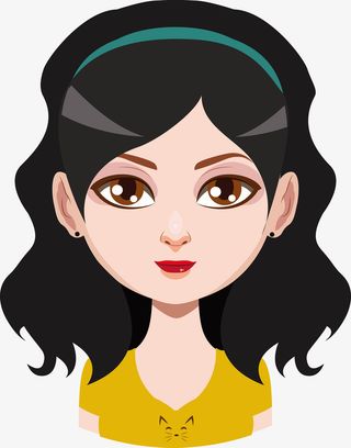 黑色长发卡通女人图免抠