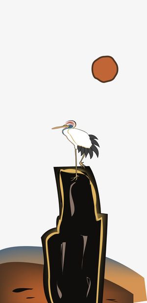 卡通丹顶鹤背景装饰