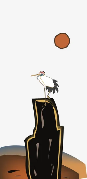 卡通丹顶鹤背景装饰