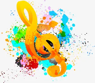 立体音符喷溅效果素材免抠