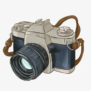 手绘复古相机图片免抠