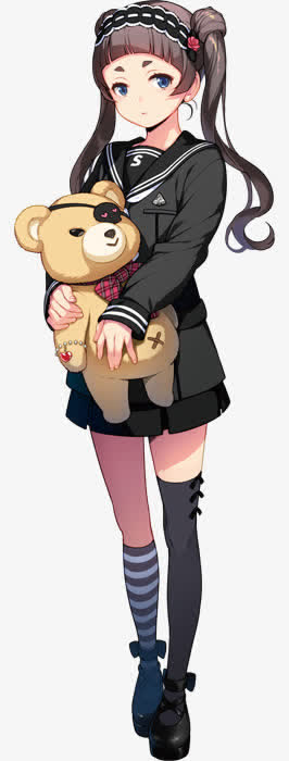 手绘小熊少女人物免抠