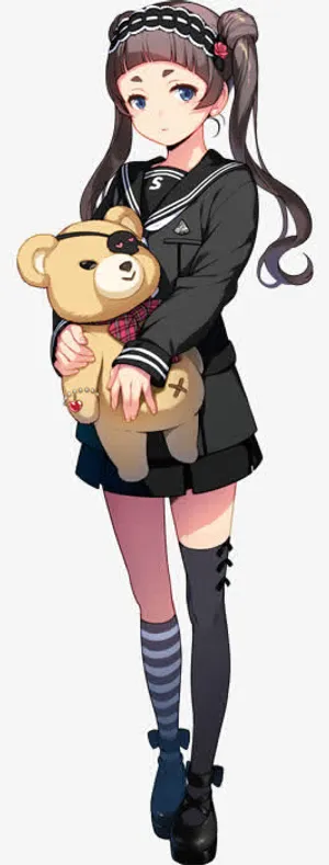 手绘小熊少女人物免抠