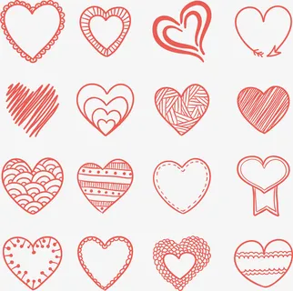 16款红色手绘爱心矢量素材免抠