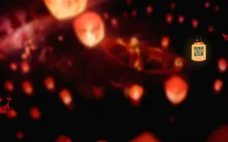 中国风黑红色模糊灯笼免抠