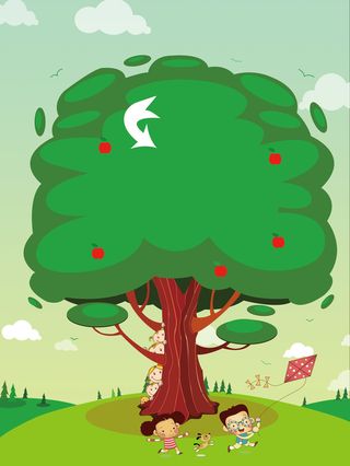 背景_大树和孩子免抠