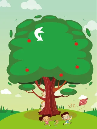 背景_大树和孩子免抠