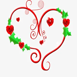 心形树枝花圈免扣素材免抠