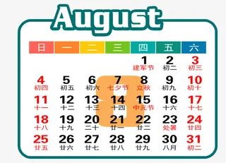 白绿色年8月日历免抠