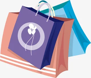 手绘多彩手提袋袋子免抠