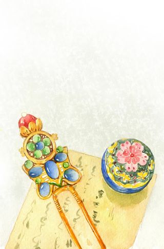 手绘古风治愈插画免抠