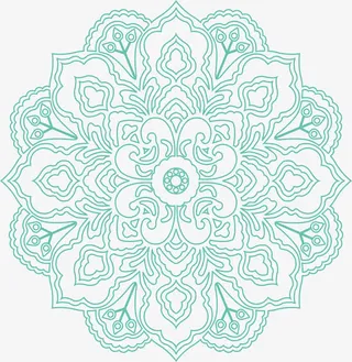 薄荷绿瑜伽花纹免抠