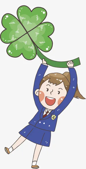 手拿四叶草的女孩免抠图免抠