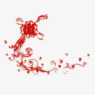 红色剪纸中国结免抠