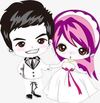 卡通新郎新娘免抠