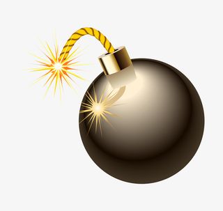 黑色卡通炸弹装饰免抠