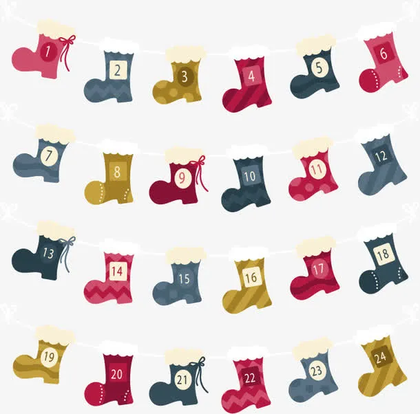 圣诞袜挂饰日历免抠