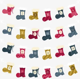 圣诞袜挂饰日历免抠
