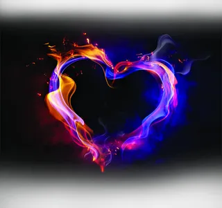 蓝色心形火线海报背景