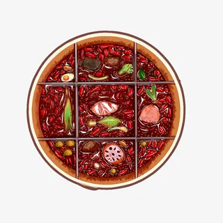 圆形九宫格手绘火锅免抠