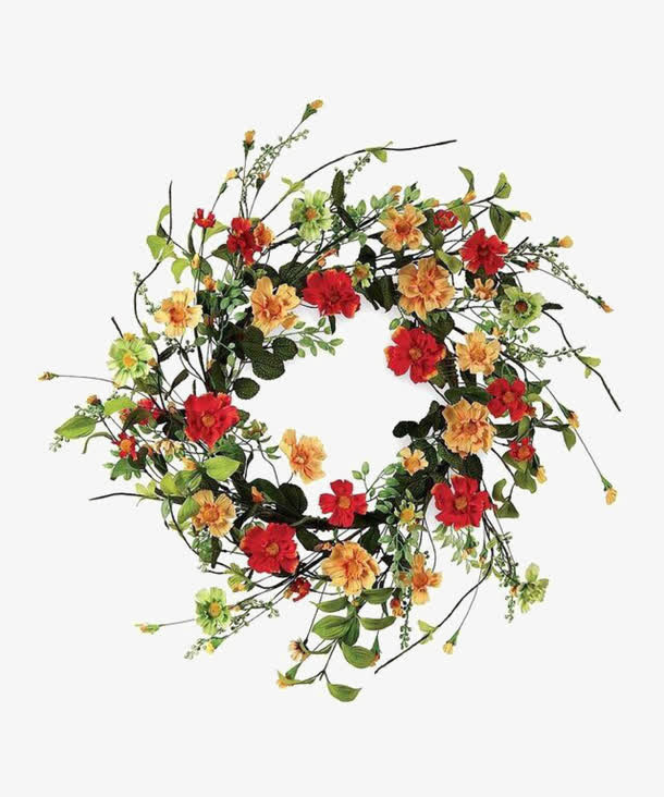 手绘彩色花圈图片素材免抠