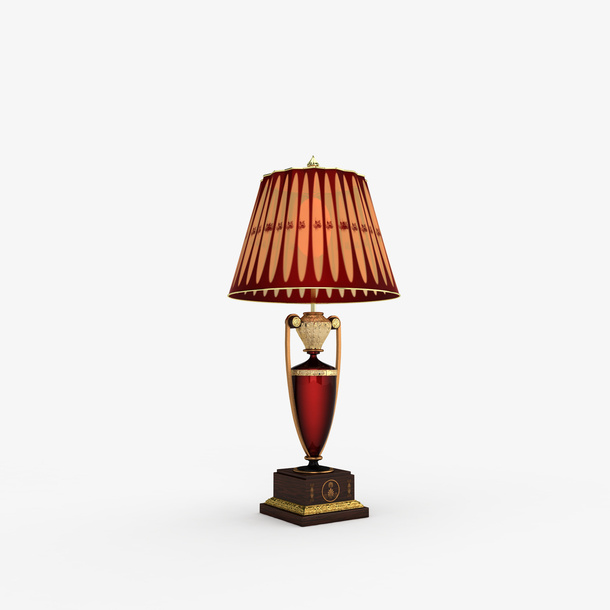 红色复古台灯北欧灯具免抠