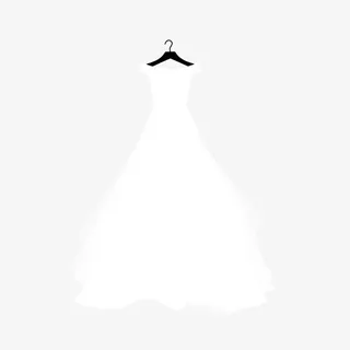 手绘夏季白色婚纱免抠